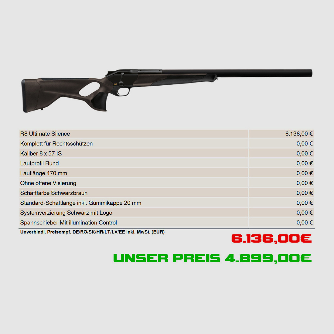 Blaser R8 Ultimate Silence / 8x57IS / 47cm LL / FINANZIERUNG MÖGLICH