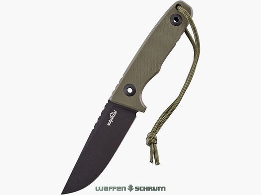 Schnitzel Outdoormesser TRI rostfreier 14C28N-Stahl mit Black Stonewash-Finish grün