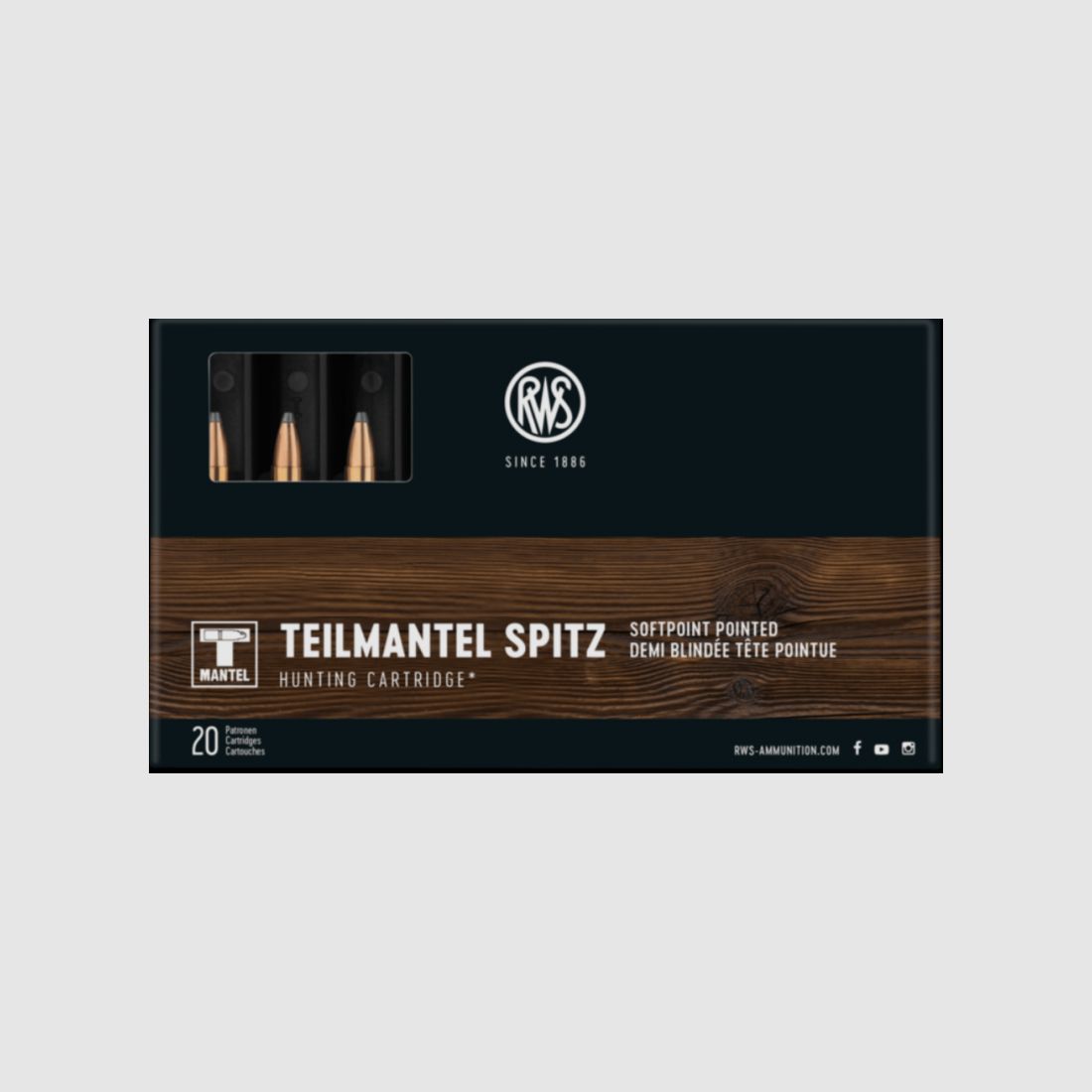 RWS 5,6x50 Mag 4,1 g / 63 gr par 20 pièces