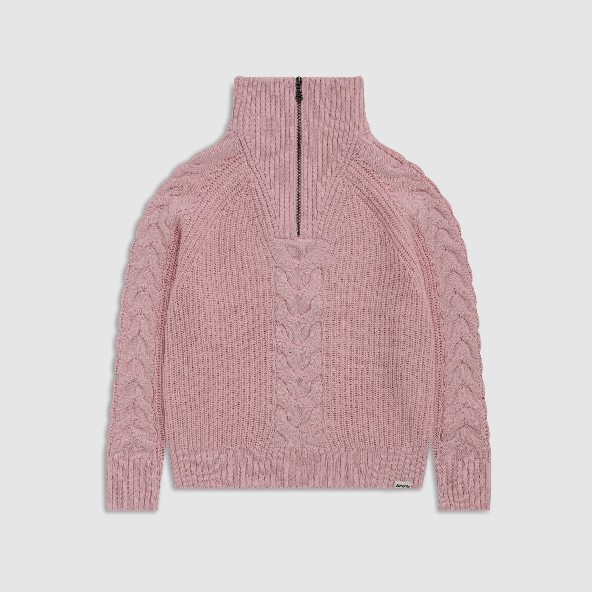 Bergans Milde Knitted Half-Zip Wool Sweater Women Faded Pink XL