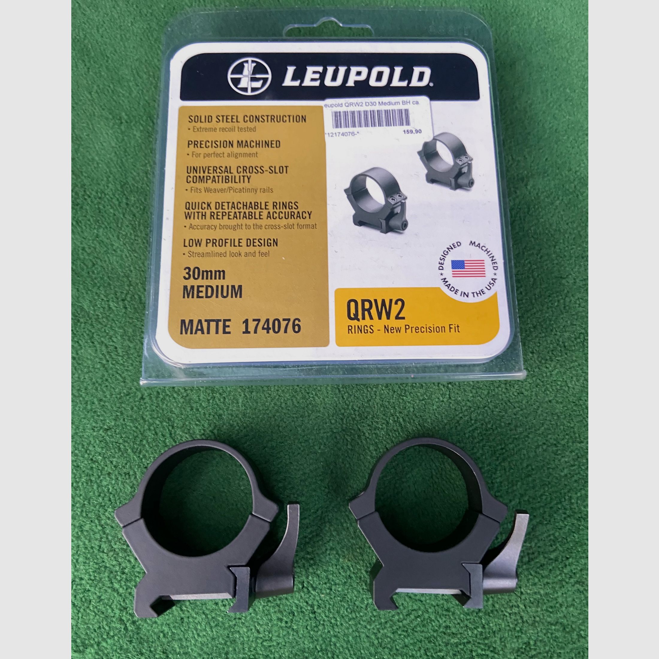 Leupold QRW2 Mounting RINGS 30mm Medium (H=9.13) with quick release lever, steel, matte, zdjęcie 4 z 4