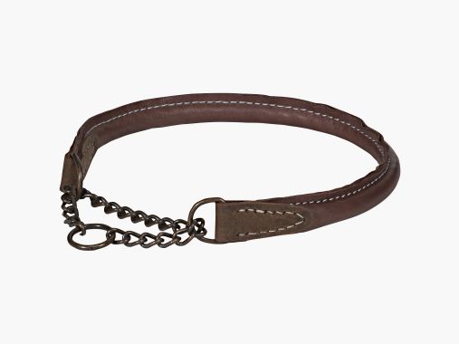 Akah olijf leren halsband (ronde stiksel) |