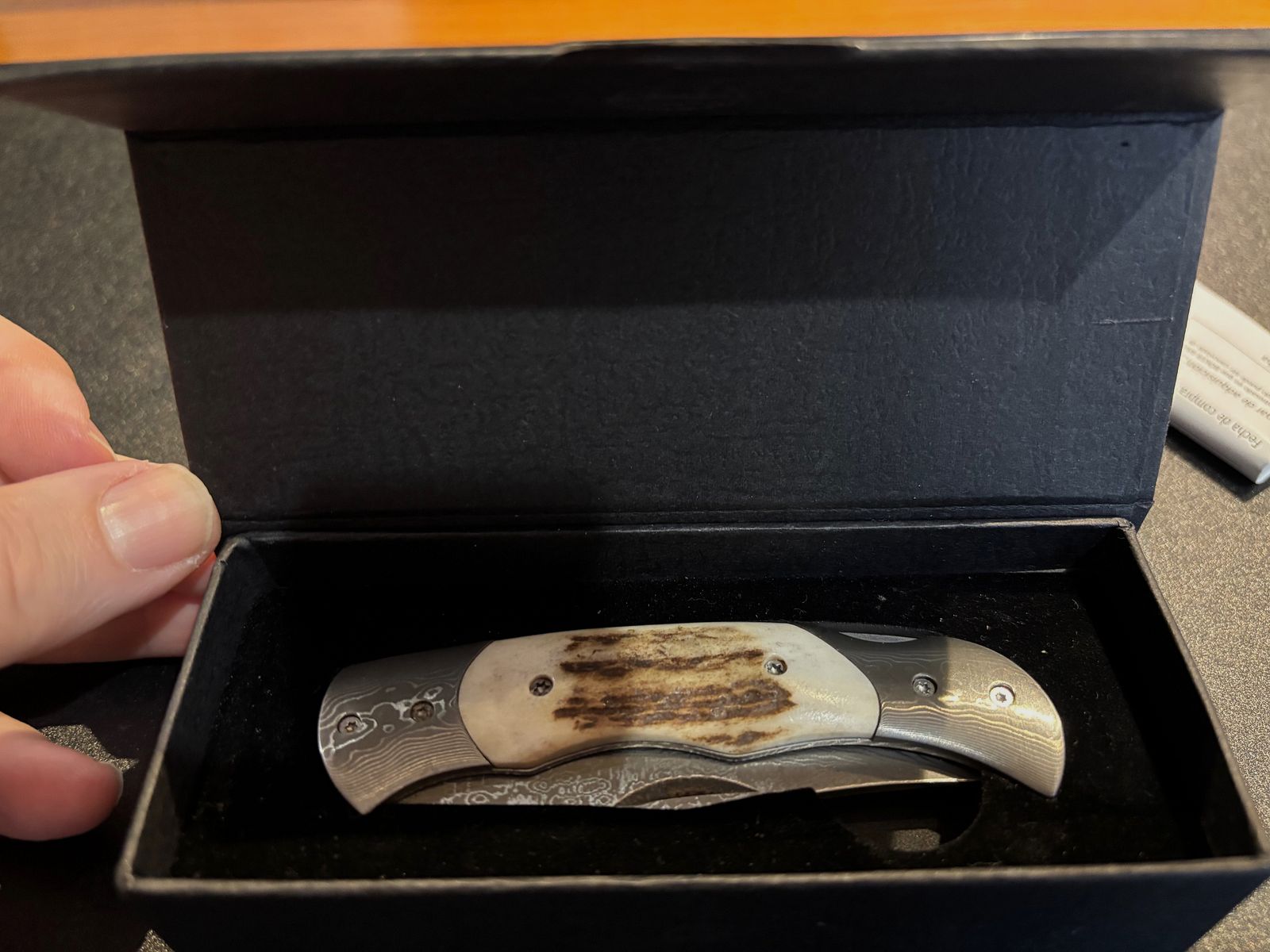 Böker pocket knife with horn look top