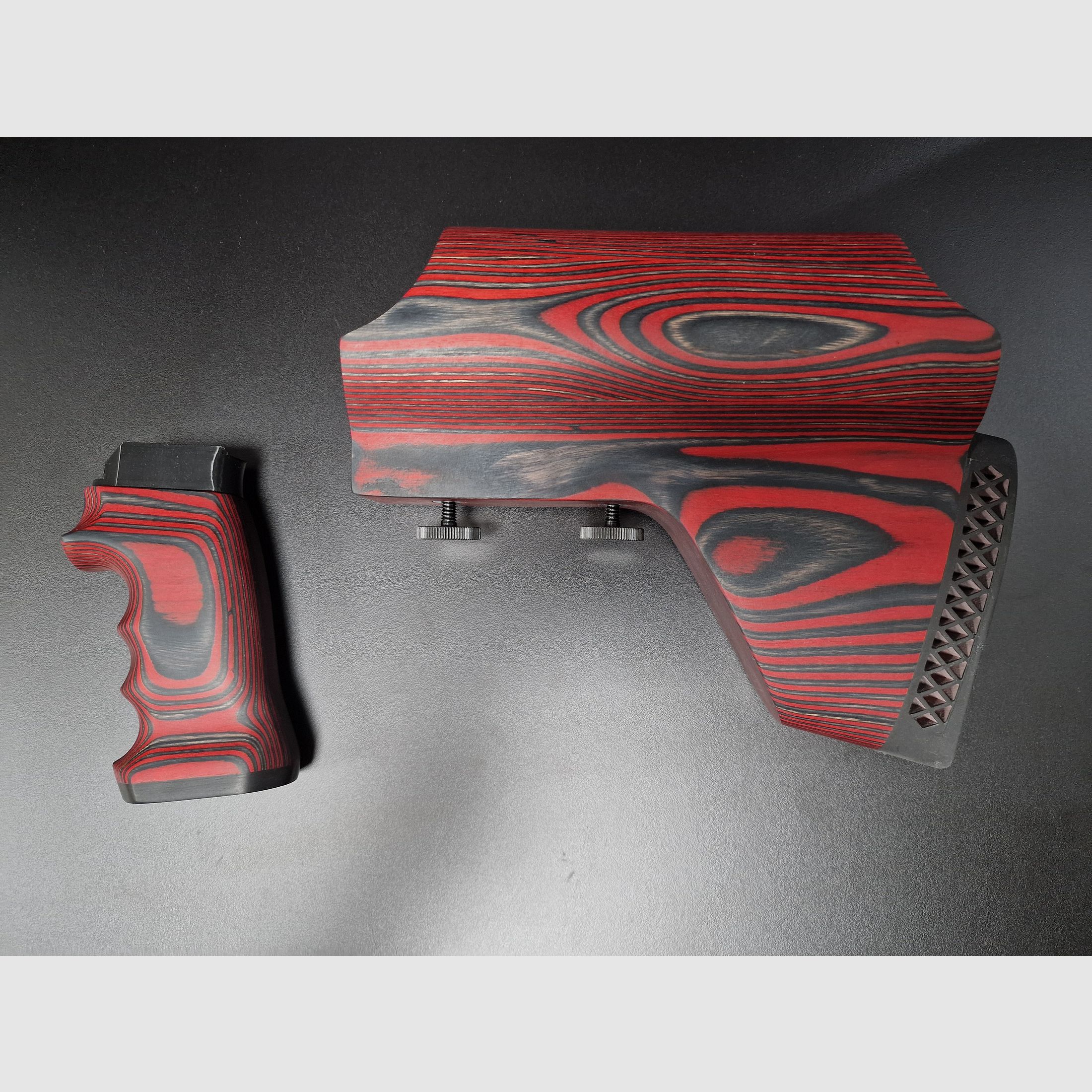 AEA Megalodon grip en houten schoudersteun rood/zwart