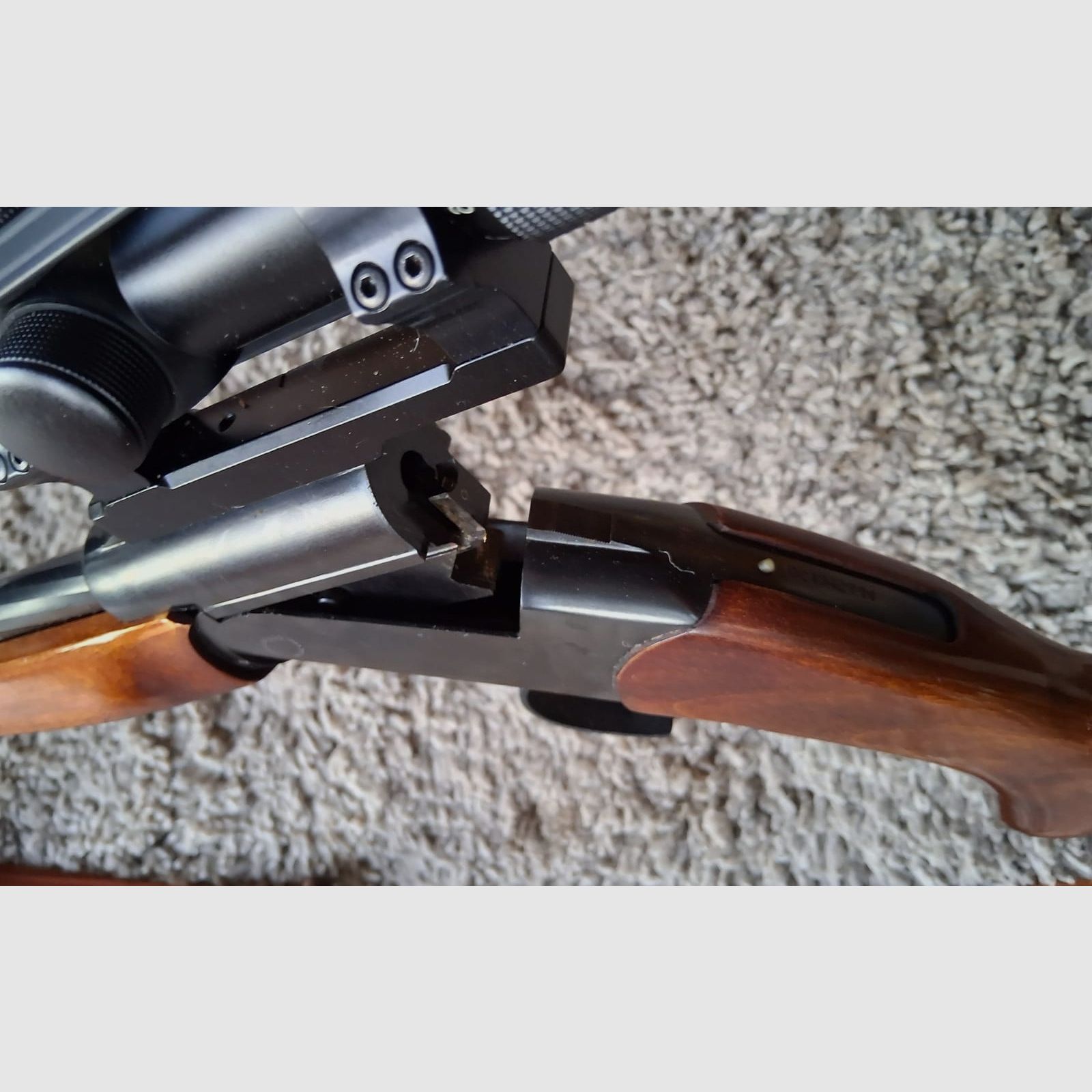 Langwaffe Baikal Kipplaufbüchse 222 Rem. mit Zielfernrohr 3-9x40