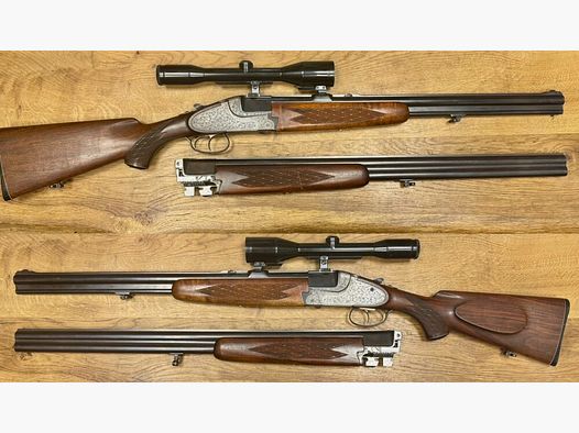Brünner 572.5 Seitenschlosse Bockbüchsflinte mit Wechsellauf