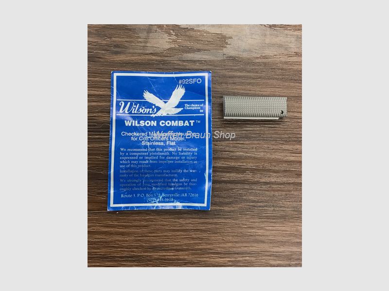 Wilson Combat Checkered Mainspring Housing for Colt Officers Model, Stainless, Flat #92SFO