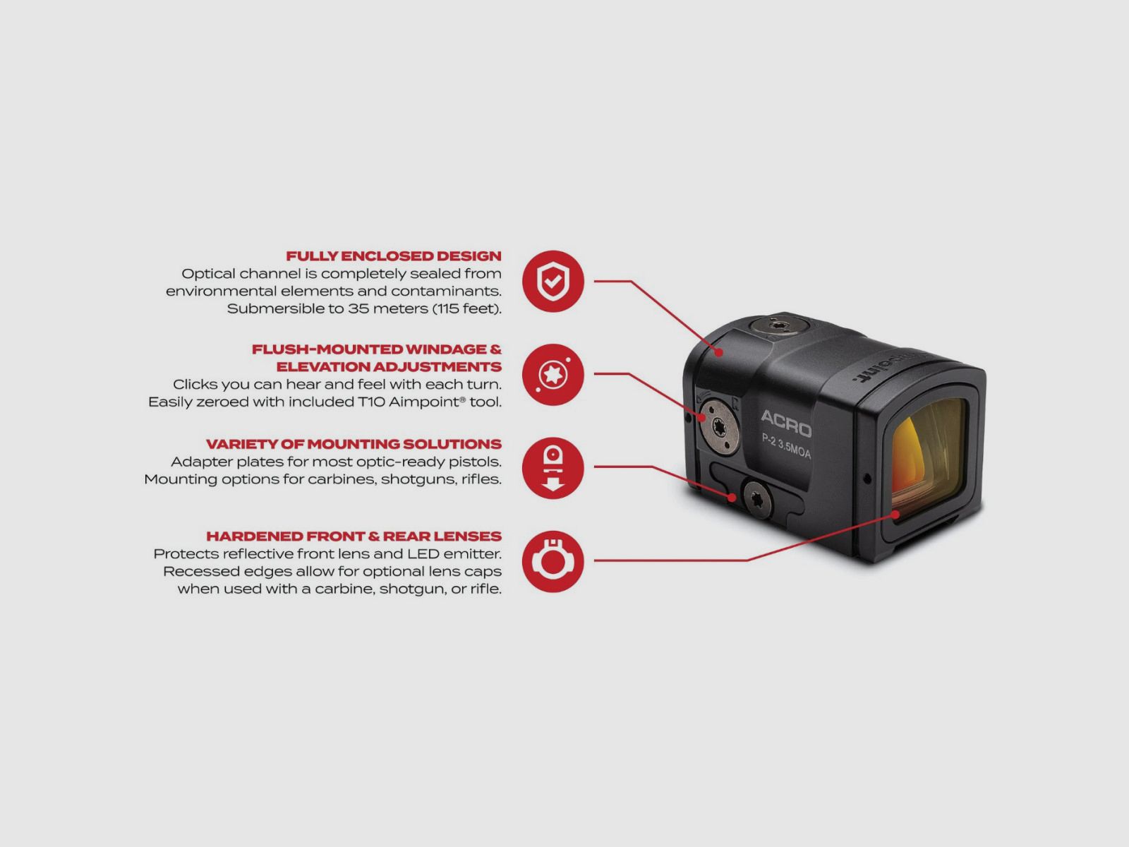 Aimpoint – visor de punto rojo ACRO P-2 2,5 MOA sin montaje – 200717, imagen 6 de 6