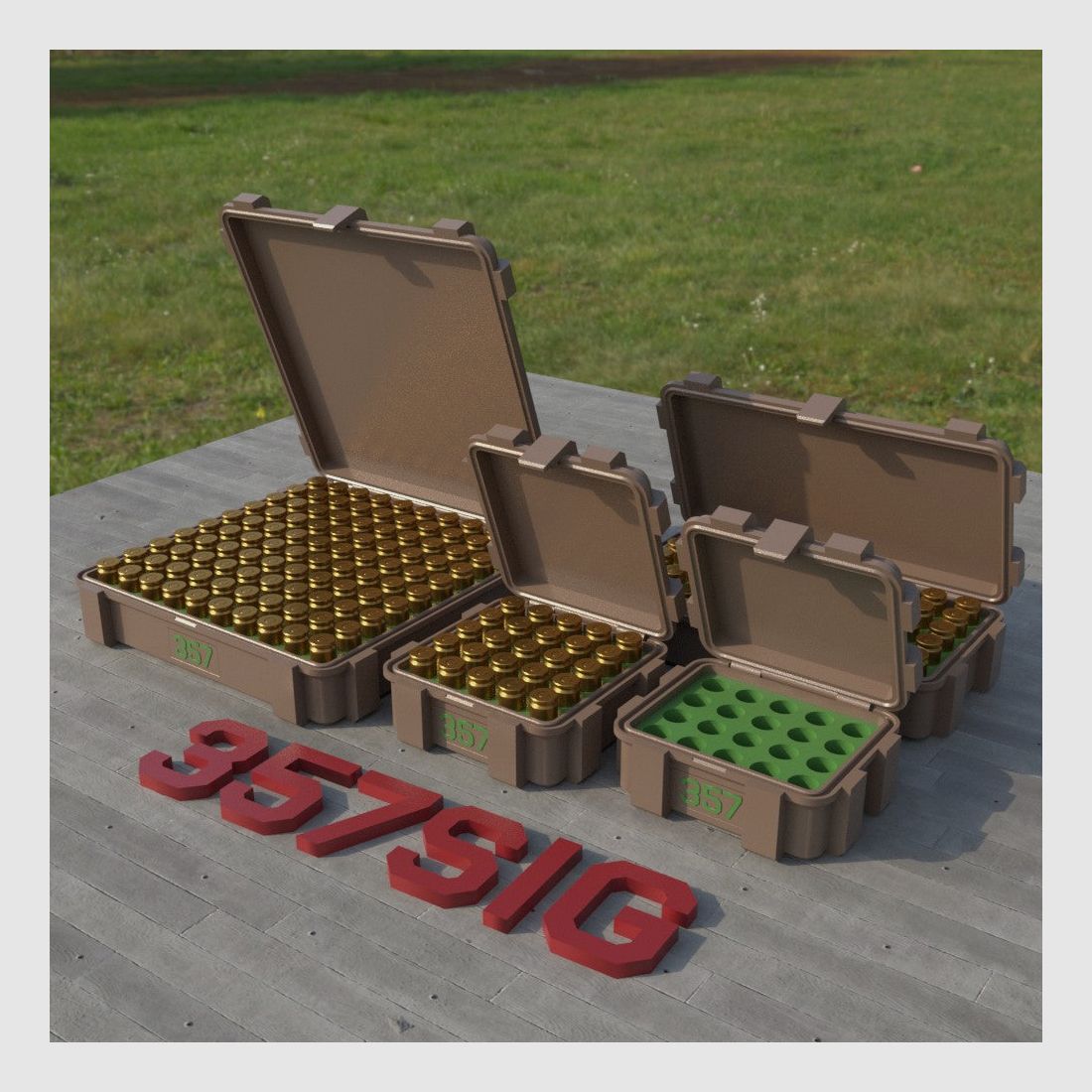 Boîte à munitions Filamelt / .357 SIG / 'couvercle rabattable' / boîte de cartouches, boîte à munitions, image 3 sur 8