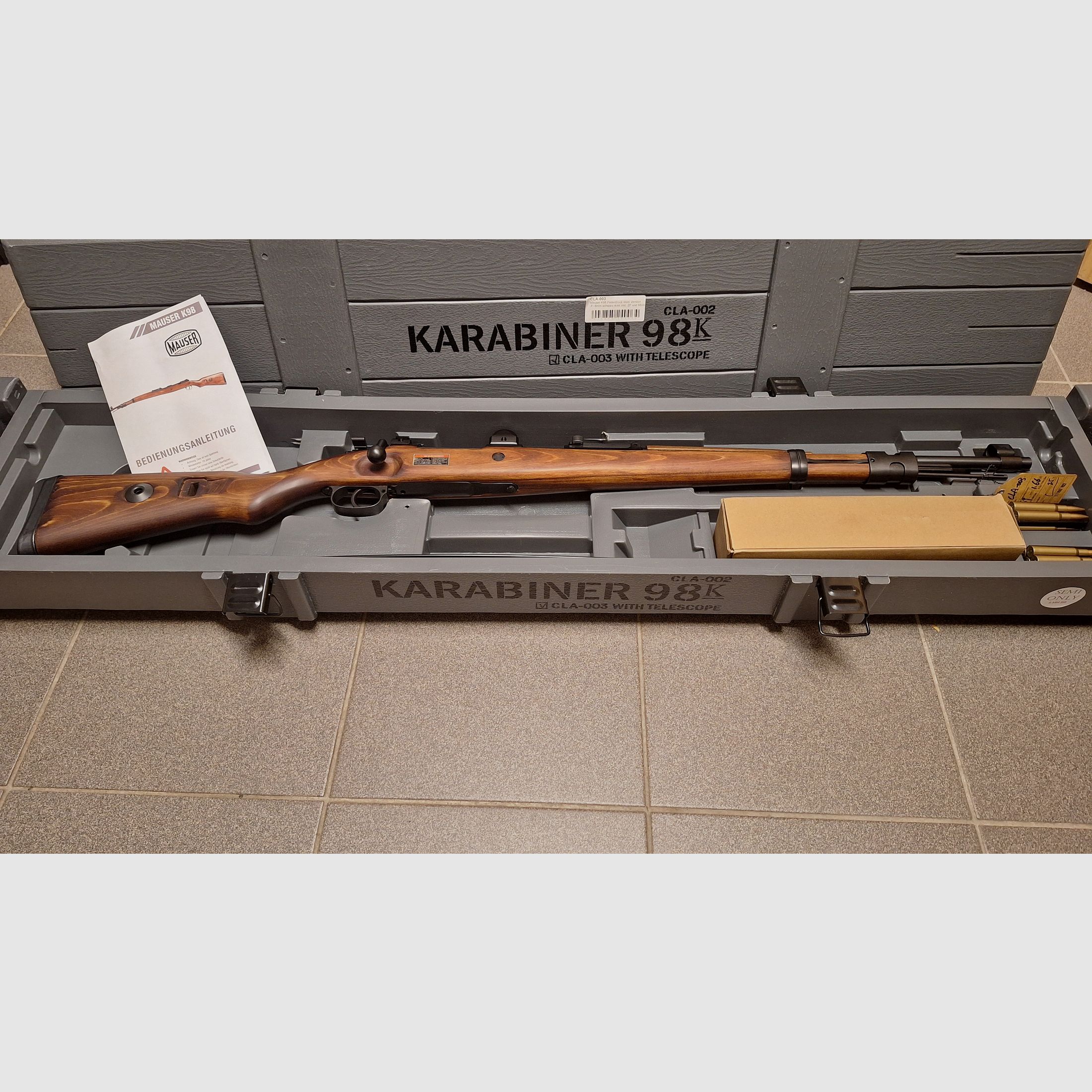 Ares Mauser Karabiner 98K acero rifle de cerrojo con ZF39 6mm BB madera real + caja de armas - ¡NUEVO!