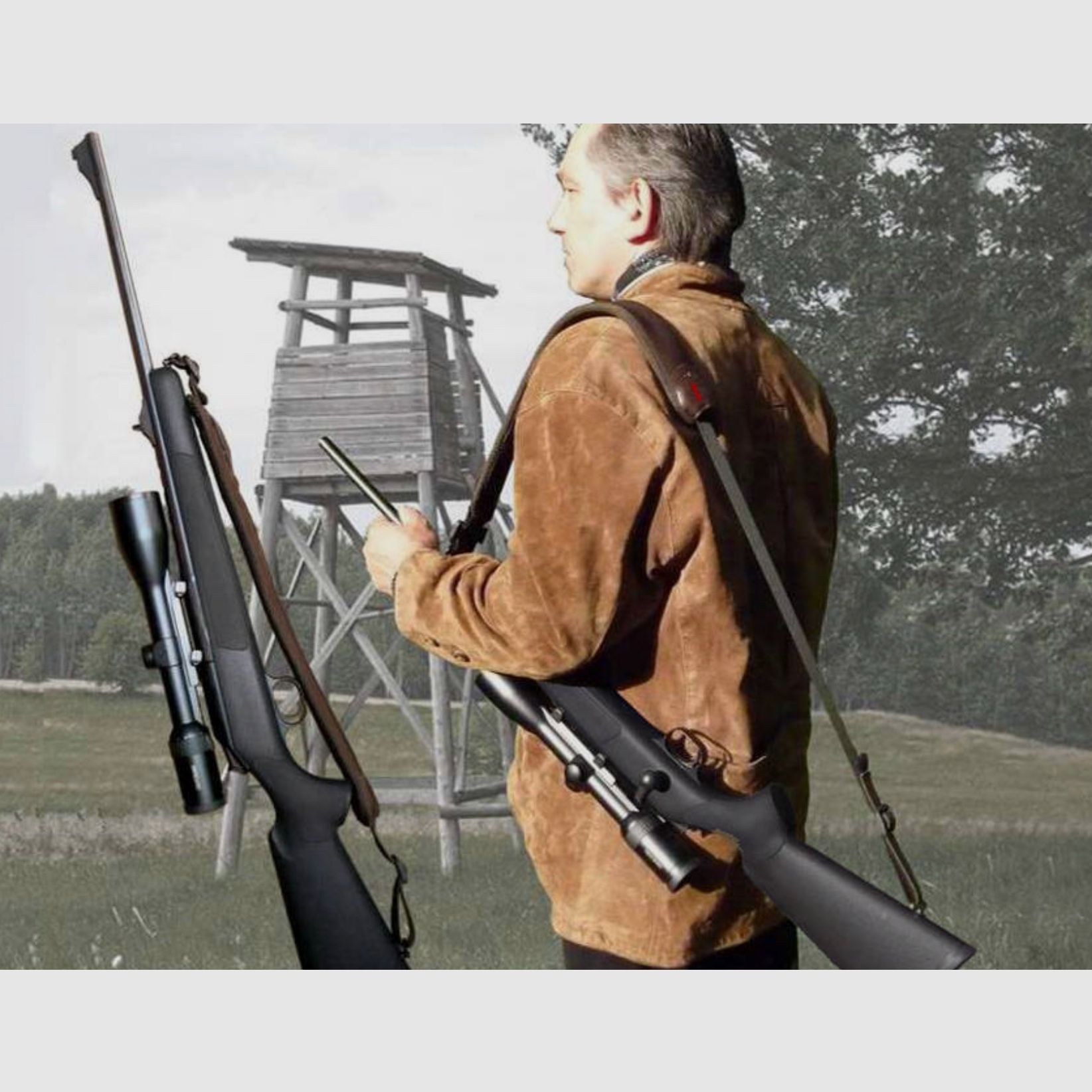 Niggeloh 406600122 Gewehrgurt Automatic Neopren Leder Braun