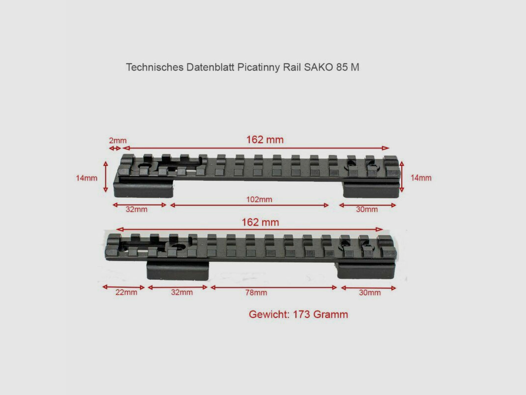 Rifle Doc Picatinny Weaver STAHL Schiene für SAKO 85