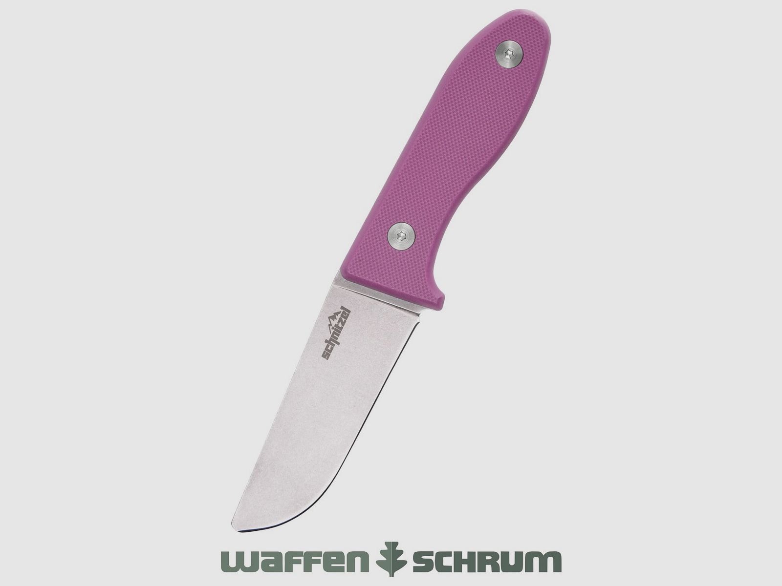 Couteau pour enfants Schnitzel UNU rose en acier inoxydable 8Cr13Mov avec finition stonewash y compris étui en Kydex (noir)