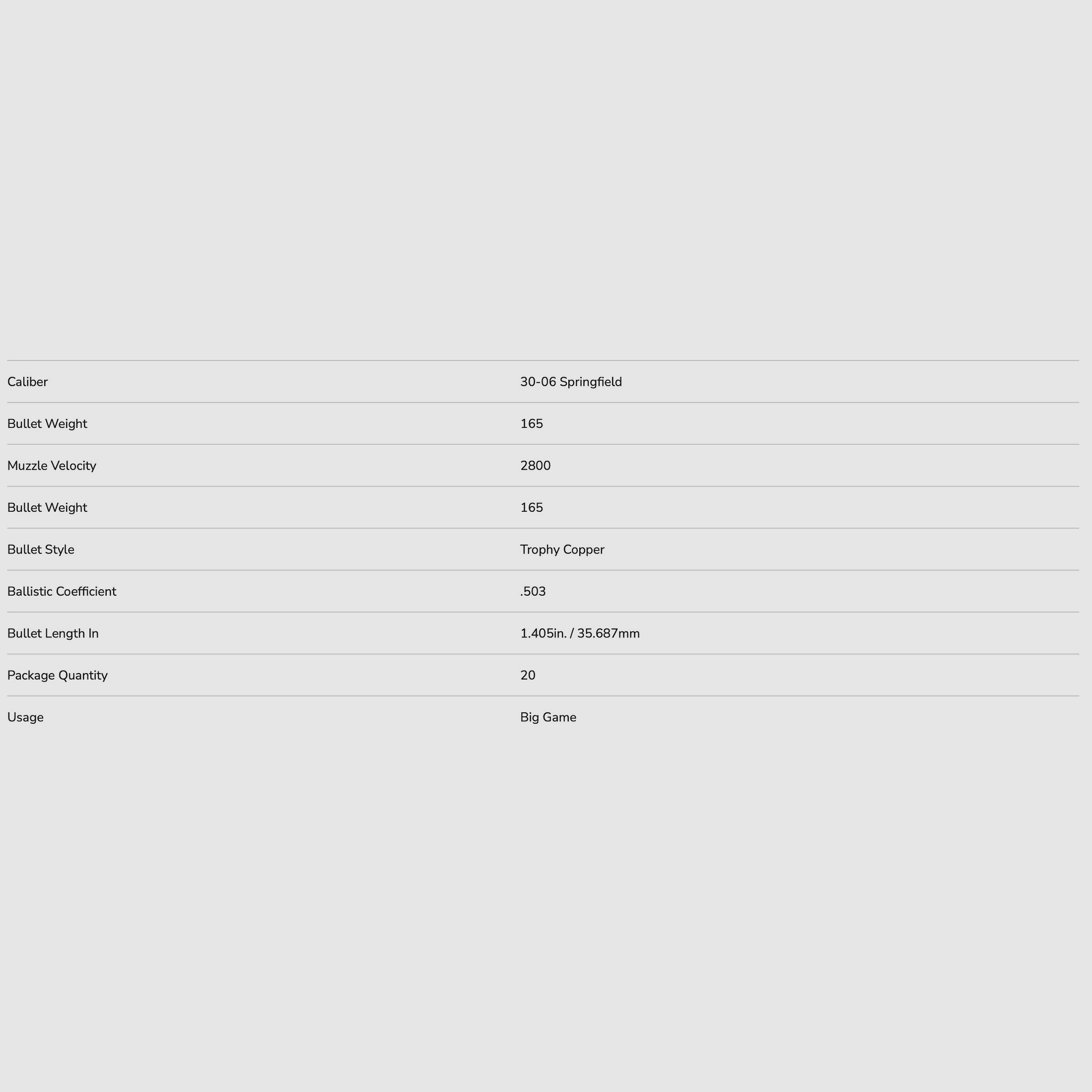 Federal Ammunition P3006TC2 .30-06 Spr. Trophy Copper lead-free 10.7g/165grs.