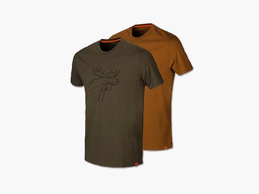Härkila Graphic T-shirt 2-pack Willow green/rustique clay