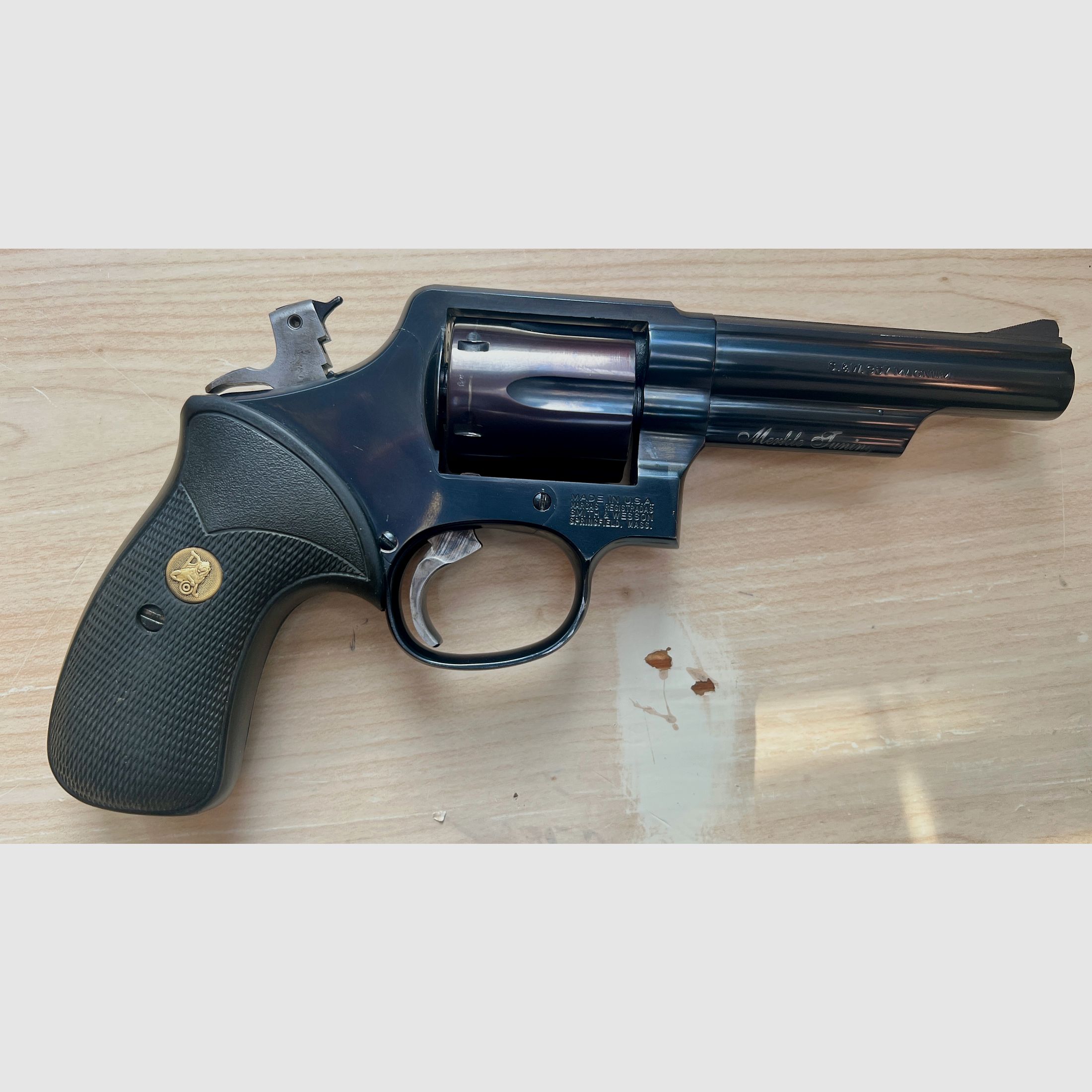 Smith & Wesson Mod. 19‑P – 4" Lauf – starre Visierung – Merkle Tuning – Originalbox & Papiere – Sammlerstück (kein schwerfälliger S&W 686, Colt, Taurus, Ruger)