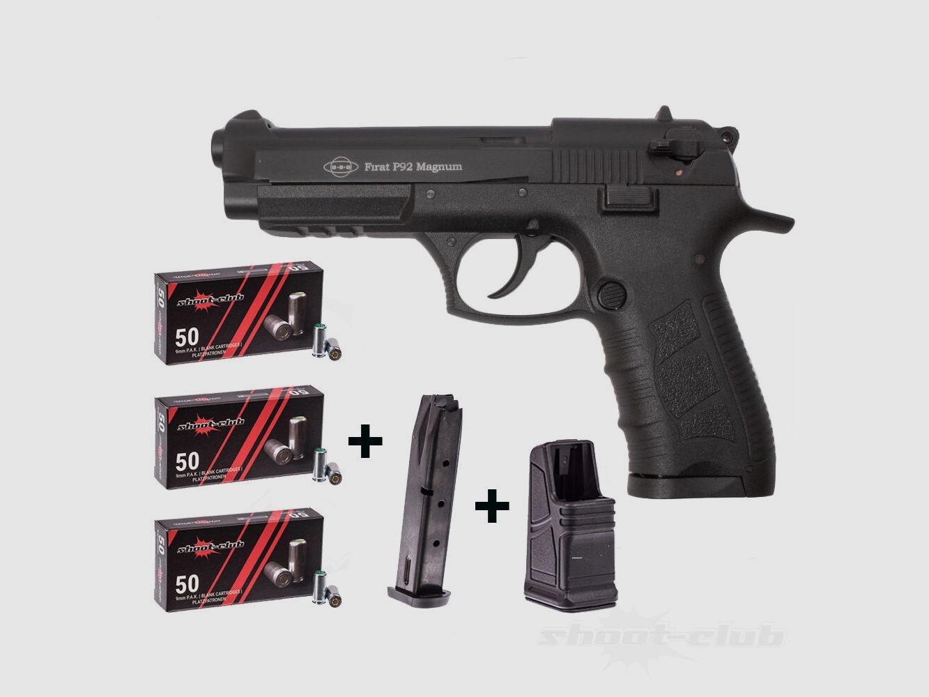 Ekol P92 Magnum Schreckschusspistol 9mmPAK Schwarz mit Magazin