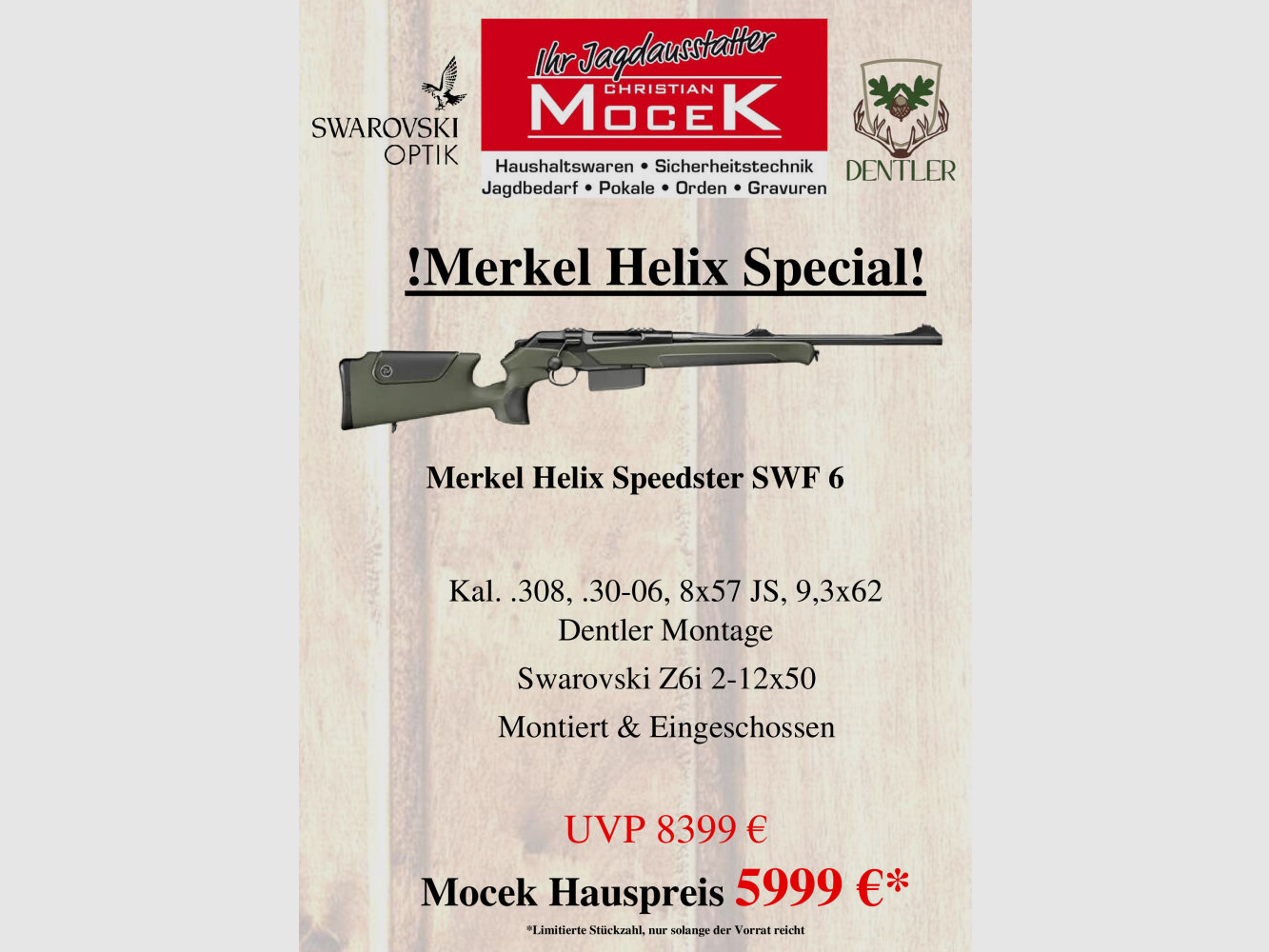 Merkel	 RX Helix Speedster SWF, mit Swarovski Z6i 2-12x50
