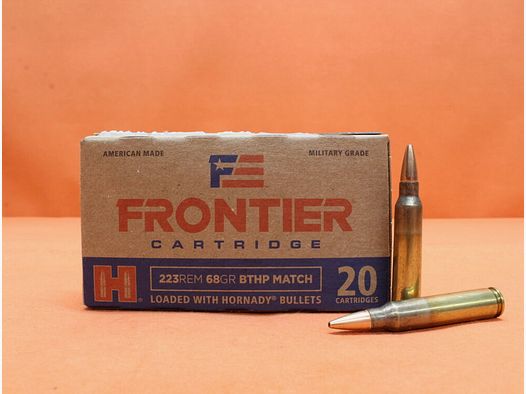 Hornady Patrone .223Rem Hornady 68grs BTHP (R160) VE 20 Patronen Frontier/ 4,41g Hohlspitz-Torpedoheck-Match