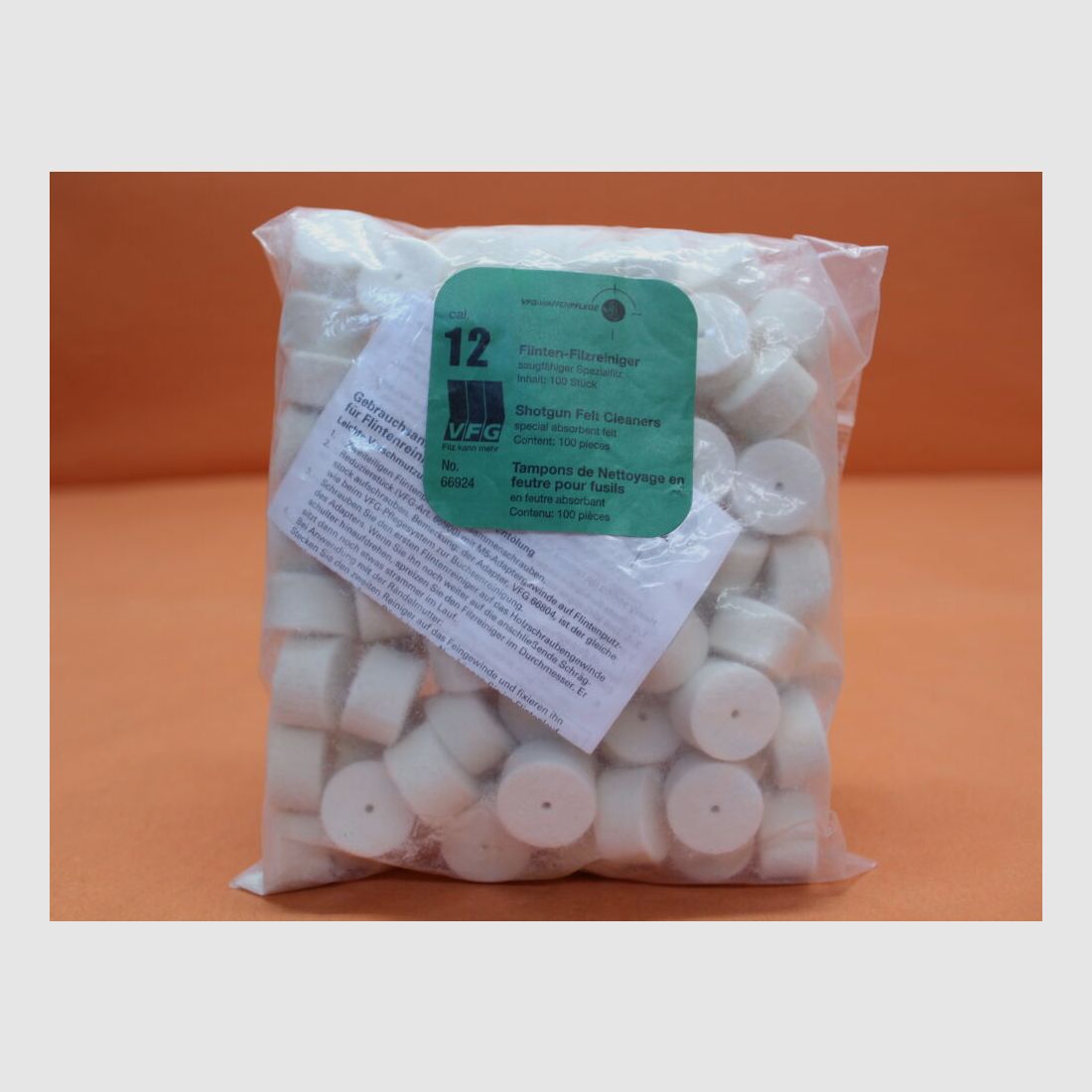 VFG. VFG nettoyeur de fusil 12 GA (66924) 100 pcs. feutre spécial absorbant
