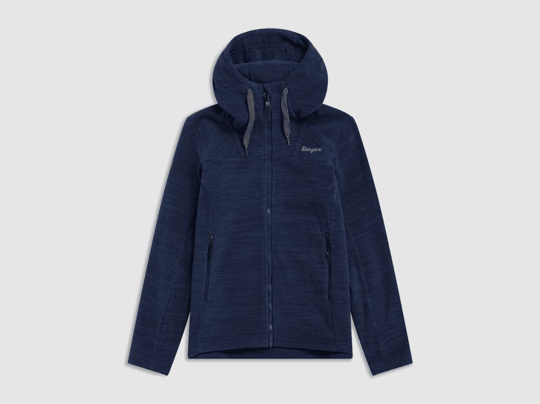 Bergans Hareid Fleece Hood Jacket Dames Marineblauw L