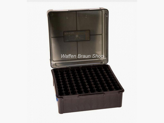 Frankford Arsenal Munitionsbox #1003 mit Scharnier für 100 Patronen .38 Spec., .357 Mag., .32 S&W