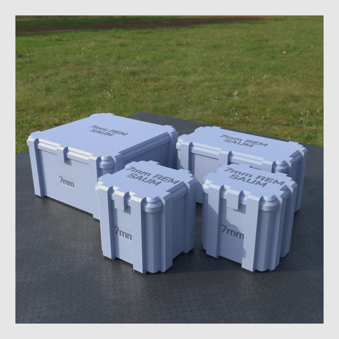 Filamelt ammunition box / 7mm REM SAUM / 'flip lid' / cartridge box, ammo box