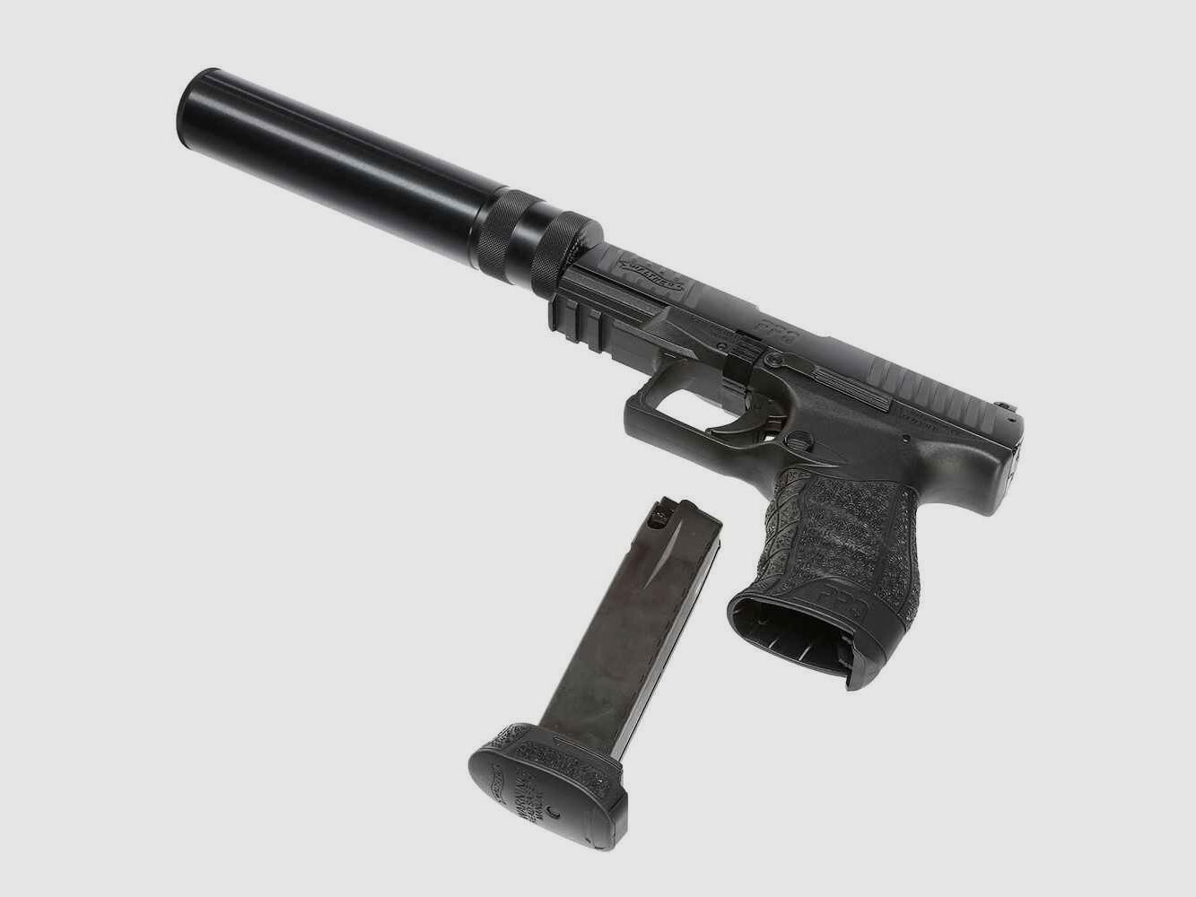 Walther Schreckschuss Pistole PPQ M2 Navy Kit 9 mm Schreckschuss mit Schalldämpfer+3 x17 Schuss Magazin