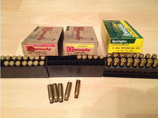 6,8 mm SPC 34 Schuss + Hülsen UNTERM Händlerpreis! Hornady Remington