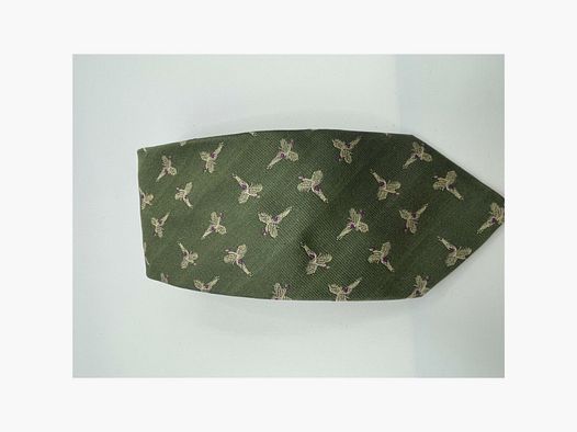 Robert Keyte tie 100% silk green pheasant motif