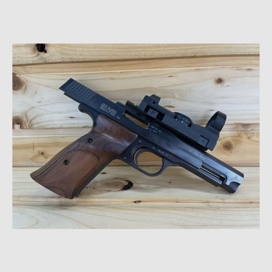 Smith & Wesson Mod. 41 KK-pistool met rood punt & vaste open vizier .22lr