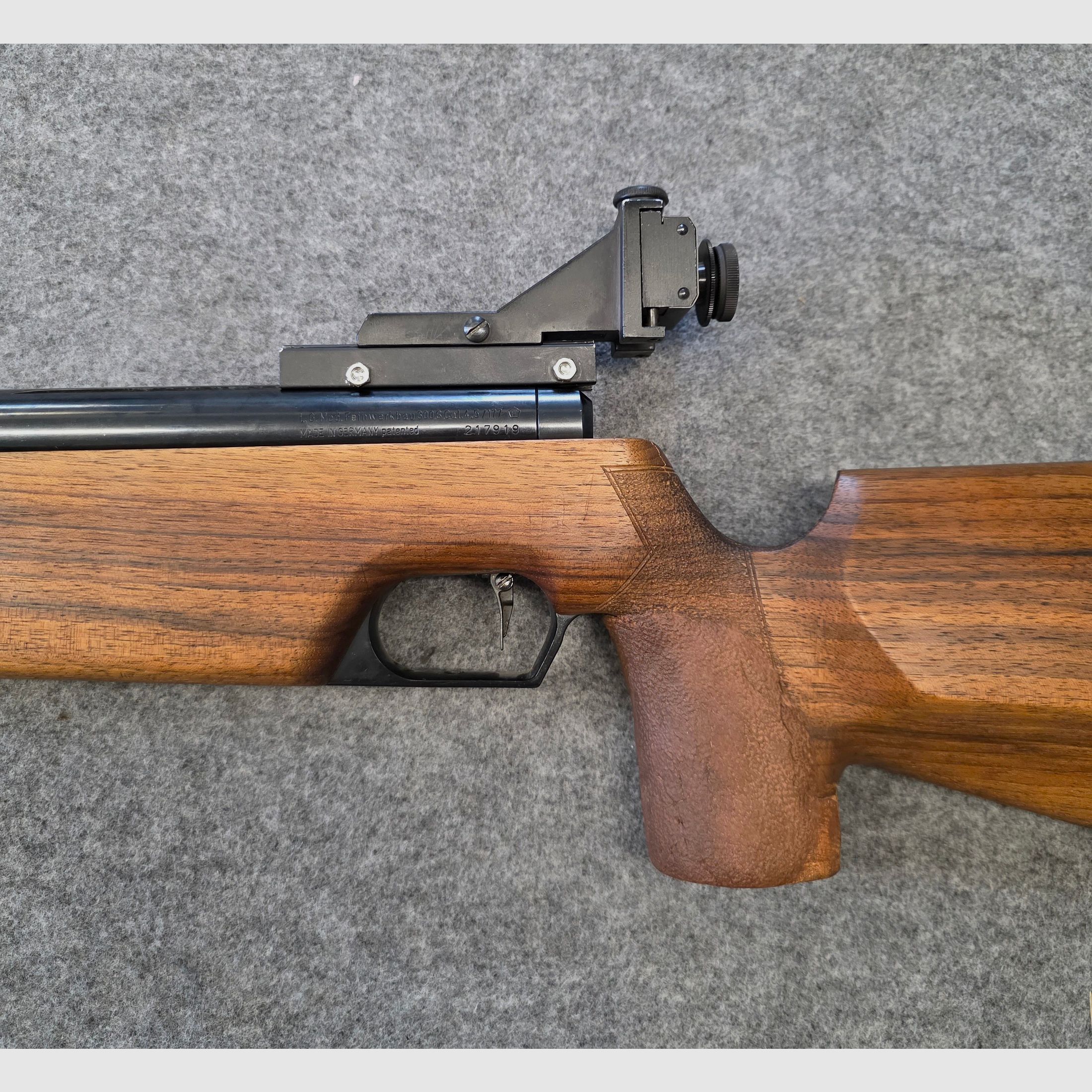 Seitenspanner Feinwerkbau FWB Mod. 300s Luftgewehr Match Gewehr mit Diopter Visier Erhöhung