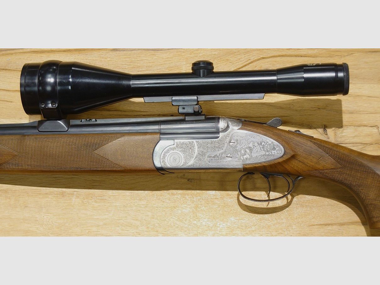 Bock rifle Kettner Mod. Campione cal. 7x65R 12/70 with interchangeable barrel 9.3x74R, 12/70 Schmidt und Bender 8x56