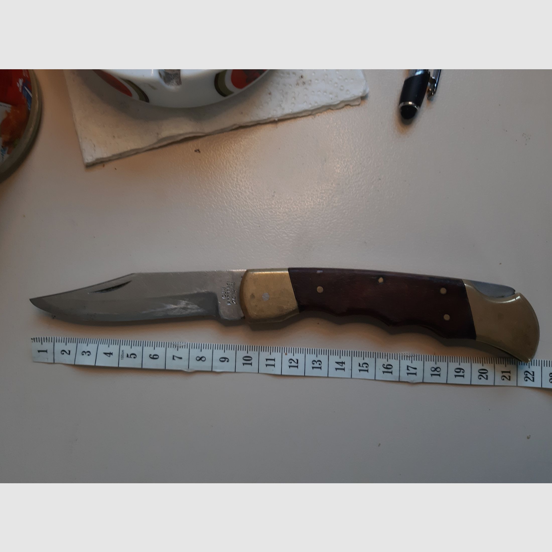 40 ans jeune Herberts JAGDMESSER couteau pliant - CJH 207713 Mécanique TOP + 1, affûtage 4-, Optique (sale)