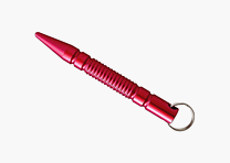 Kubotan estriado PUNTIAGUDO con llavero - Rosa