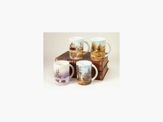 Set aus 4 Tassen mit Tieren