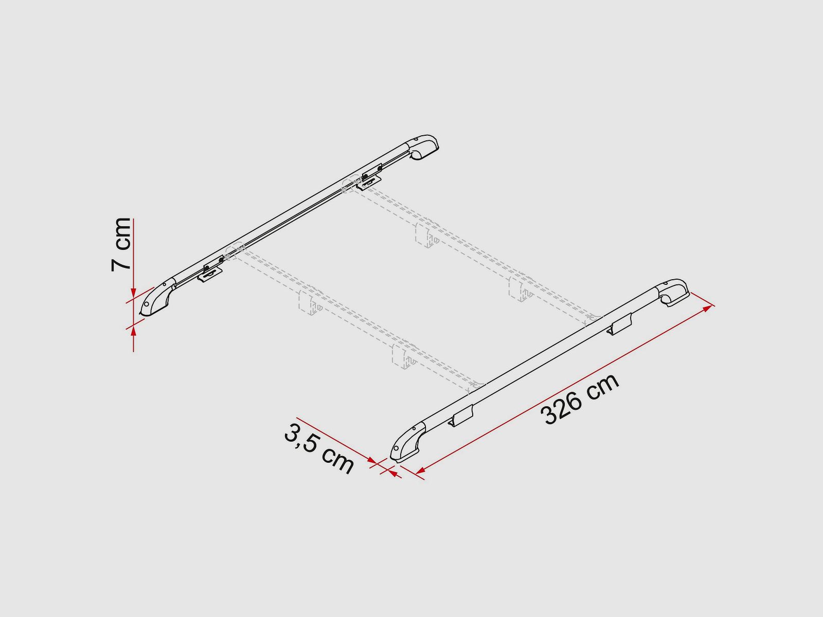 Dakkoffer Rail, Lengte 326 cm, afbeelding 1 van 3