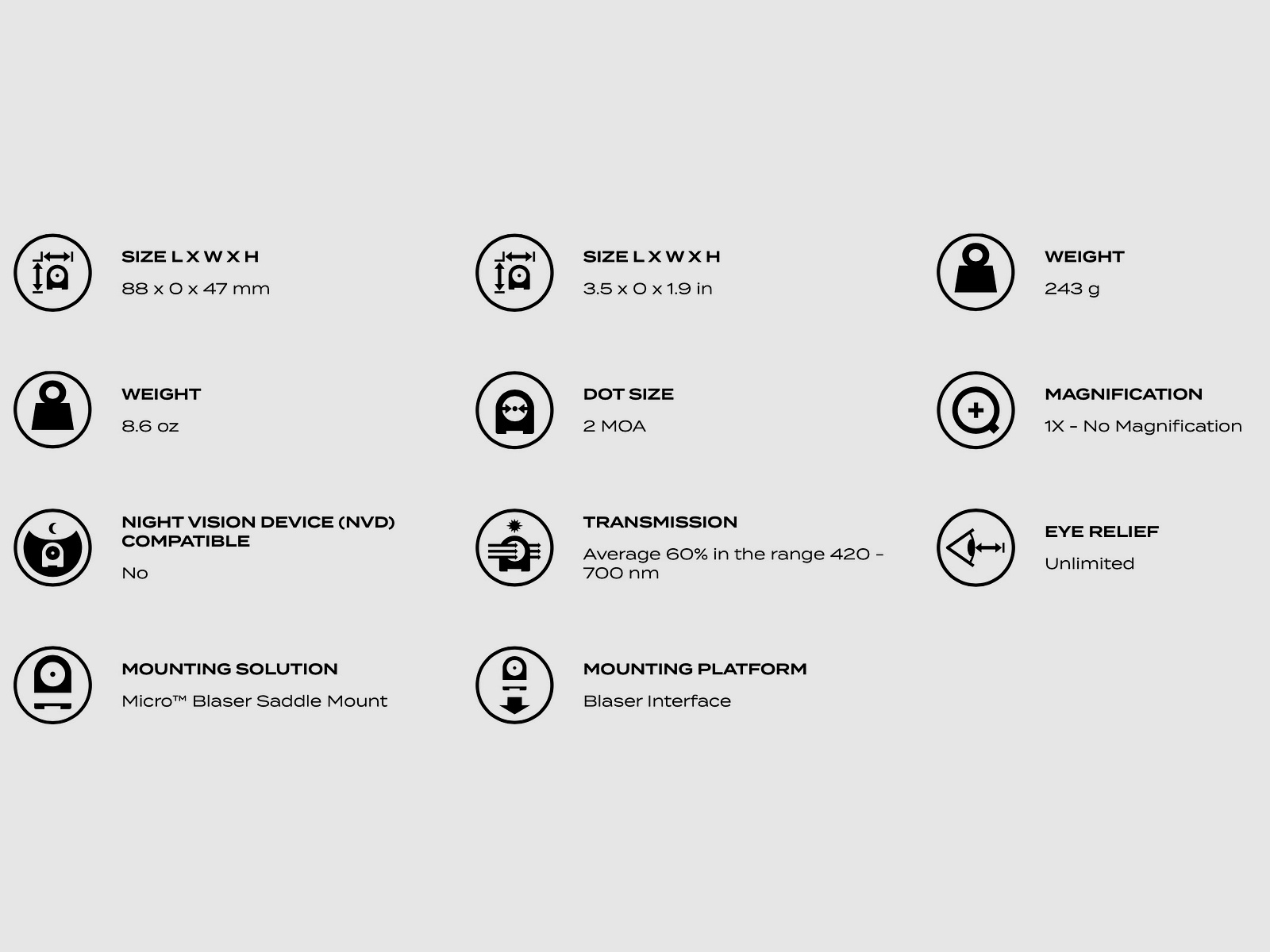 Aimpoint 682510215 Micro H-2 Black Red Dot 2 MOA inklusive Blaser Sattelmontage
