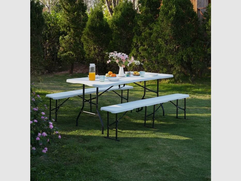 NC3404 Klappbare Gartenbank 183cm in Weiss