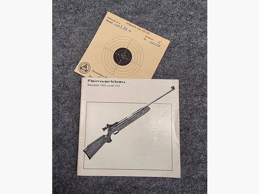 Feinwerkbau FWB Mod. 150 und 110 Beschreibung Bedienungsanleitung Luftpistole Luftgewehr KK Gewehr Co2 Pistole siehe Beschreibung. Preis ab
