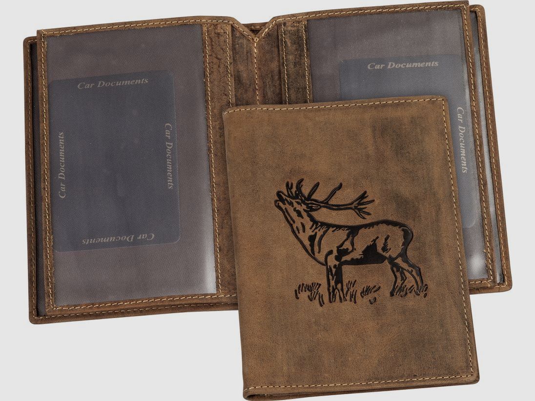 Hunting license case with deer motif