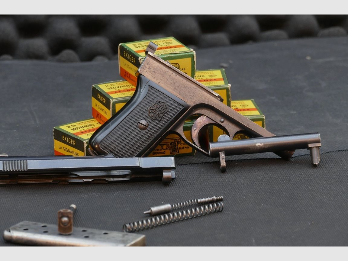 Mauser 1910, 765mm Browning, Ersatzteilträger, Lauf aufgebaucht.