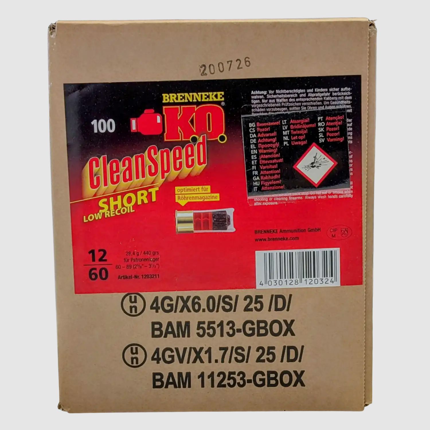 Brenneke K.O. Clean Speed Short Kaliber 12/60 100-Schuss