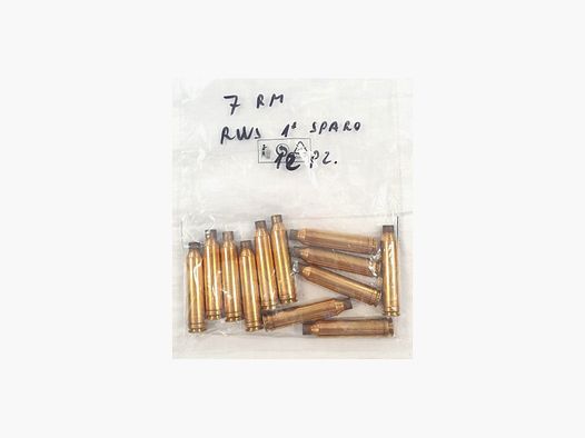 RWS Hülsen 7 mm Magnum gebraucht 1. Schuss Packung 12 St.