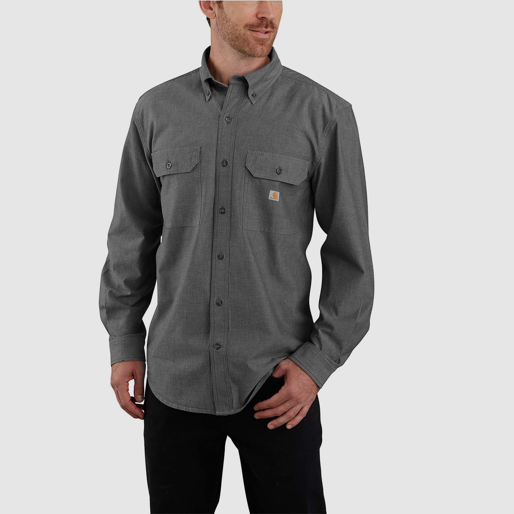 Carhartt Chambray Shirt Men Black Chambray L