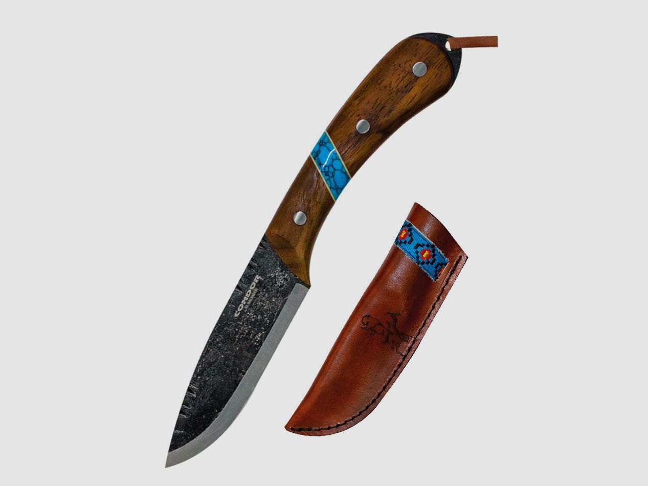 Coltello da esterno Blue River con manici in legno di noce