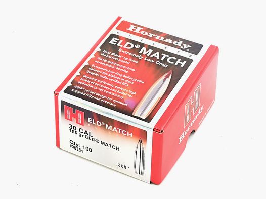 Büchsengeschosse, Hornady .308 ELD-Match, 195gr, 100Stk, .300 Win. Mag.
