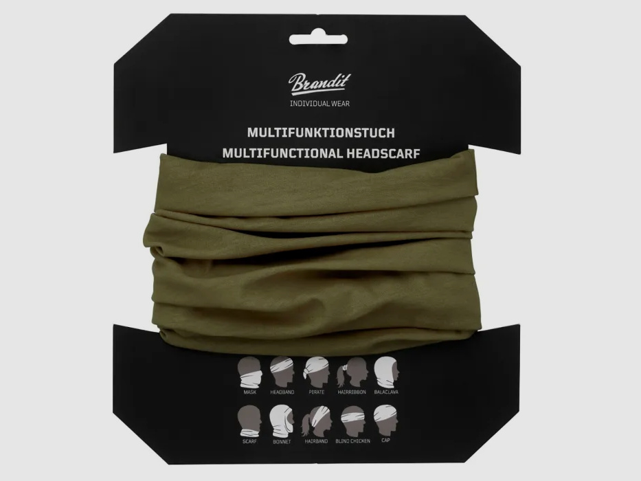 Multifunktionstuch (Schlauchschal) für Kopf, Gesicht, Hals - Einheitsgröße - Oliv