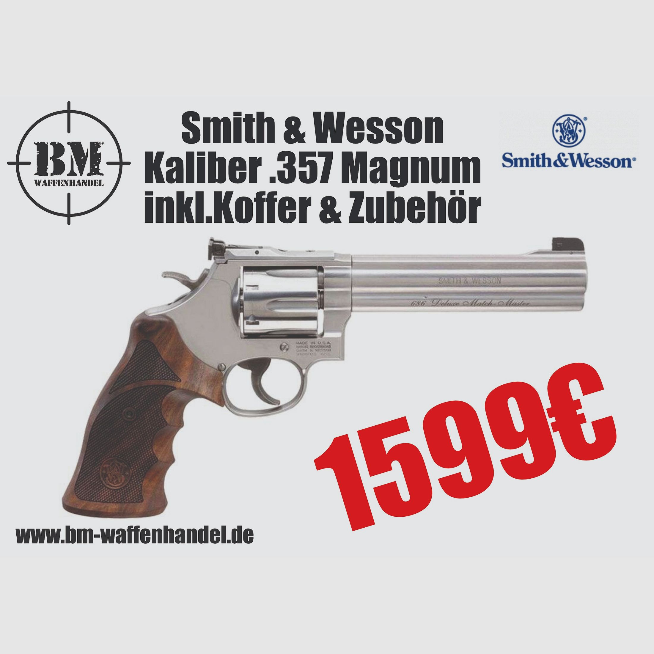 Revolver Smith & Wesson 686 Target Champion calibre .38 Special & .357 Magnum, image 1 sur 3