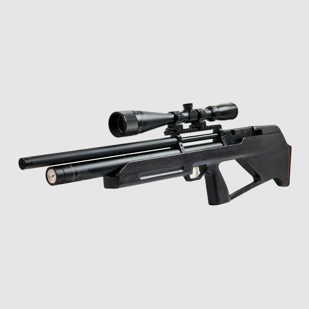 Bullpup Pressluftgewehr Zbroia Kozak mit integriertem SchalldĂ¤mpfer Holzschaft schwarz Kaliber 4,5 mm (P18)